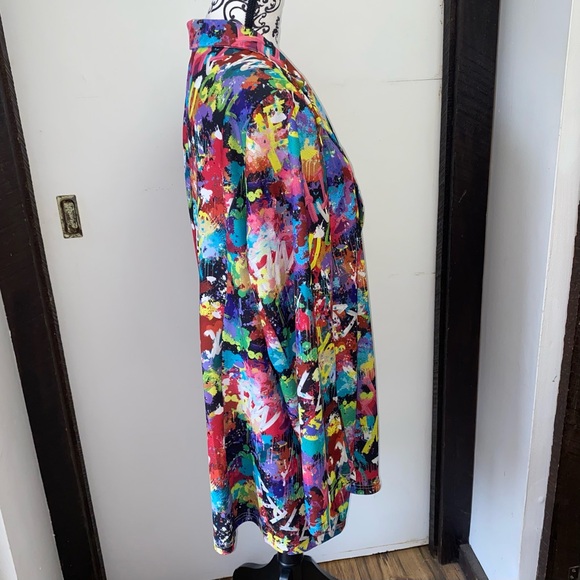 SHEIN Curve Size 3XL Clasi Graffiti Print Single Button Blazer Without Belt - Picture 3 of 11